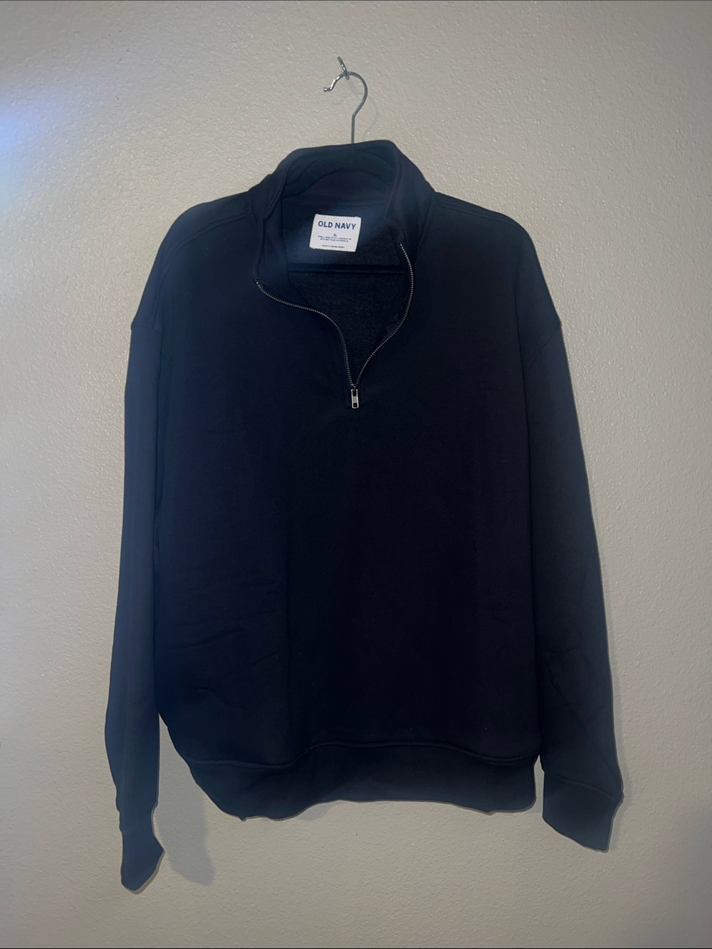Old Navy Men's Black Zip Mock Neck Sweater